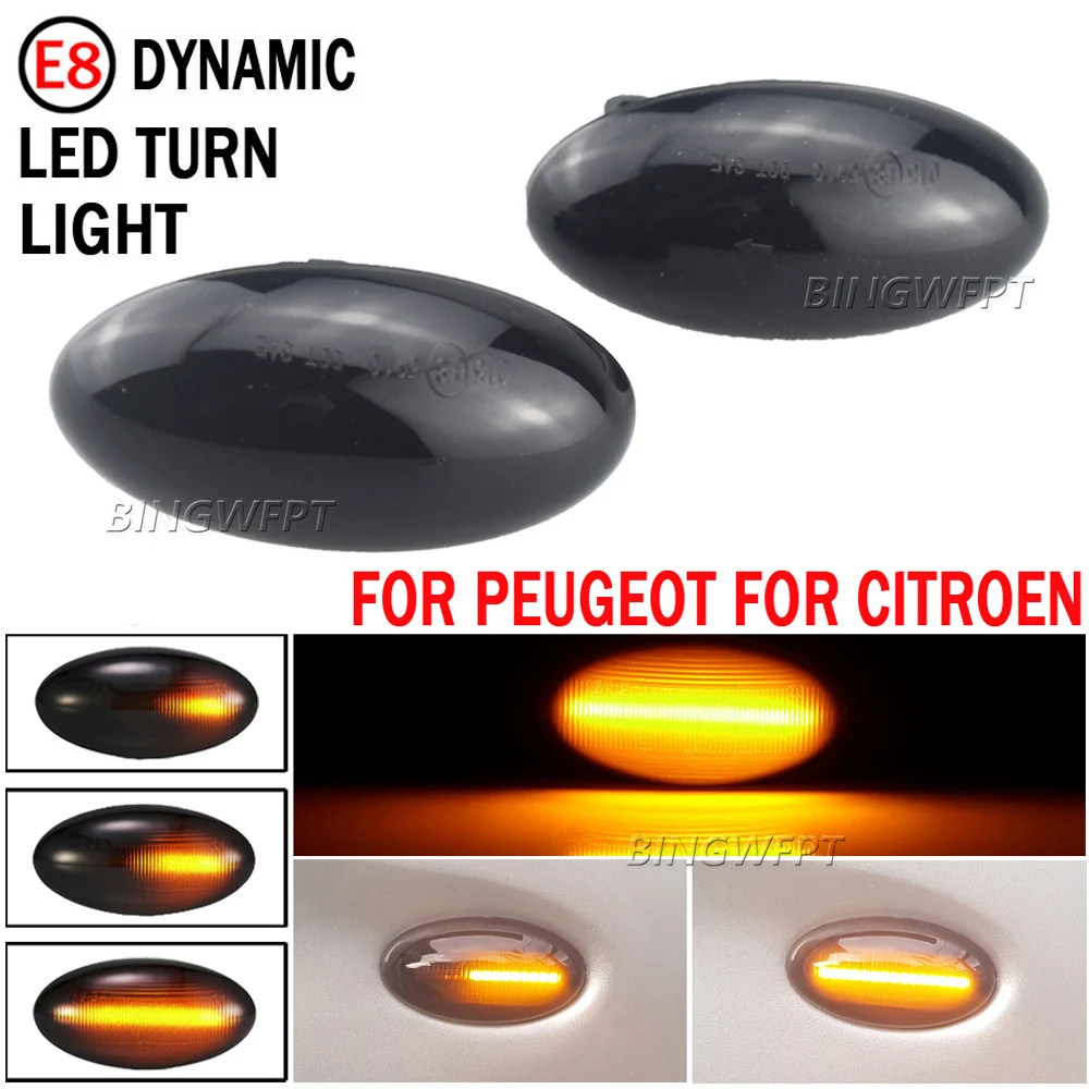 

1 пара автомобильных боковых габаритных фонарей Φ, динамическая лампа указателя поворота для Peugeot 307 206 207 407 107 607 для Citroen C1 C2 C3 C5