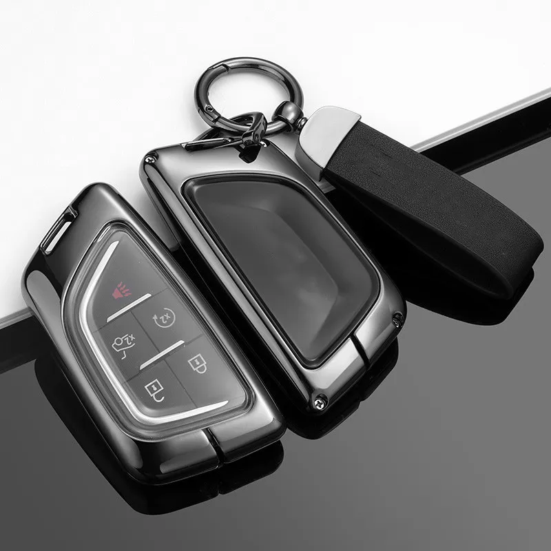 

New Arrival Zinc Alloy Remote Key Case Cover For Cadillac XT4 XT5 XT6 CT5 CT4 Protective Shell Fob With Keychain Car Accessories