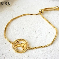 fashion jewelry round charm bracelet popular design thick plated one layer golden color chain bracelet for women girl gifts