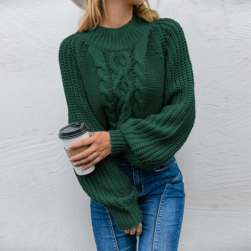 

Halter Knitted Round Collar Sweater Women Jumper Autumn Winter Casual Lady Pullover Sweater Long Sleeve Female Jumper Pull Femme