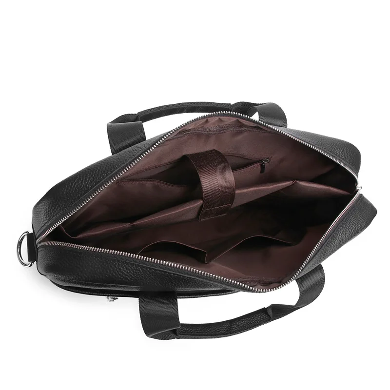 Business Men Genuine Leather Briefcase Simple Cowhide Shoulder Bag Large Capacity Handbag 16-Inch Laptop Bag For Male