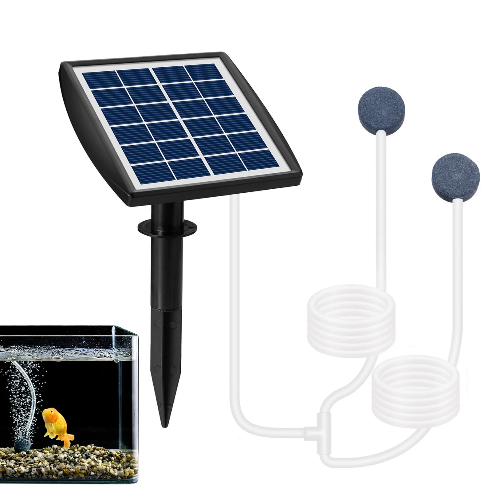

Solar Oxygen Air Fountain Pump Solar Powered Pond Aerator Kit Solar Air Pump for Garden Fish Tank Pool Fishing Pond Aquarium