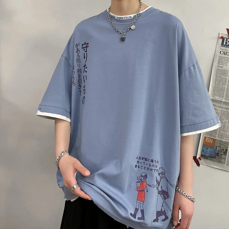 Футболка Hybskr мужская оверсайз с коротким рукавом и круглым вырезом - купить по