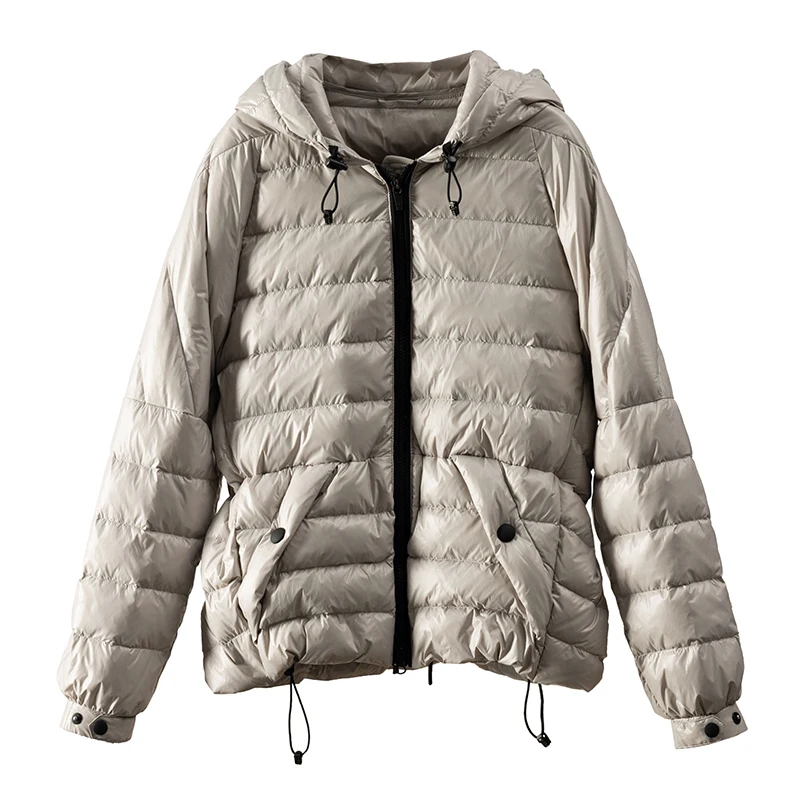 High Quality Sporty  90%  White Goose Down  Winter Jacket Women  Zipper Thin Hood Pockets  Camperas De Mujer Invierno 2022
