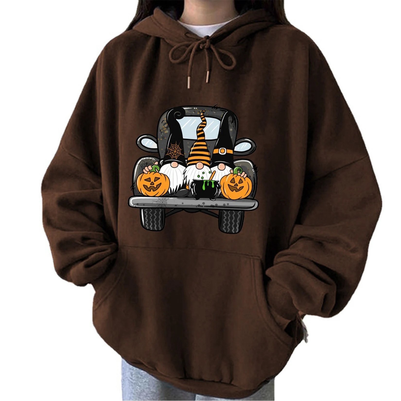 

Women Men Christmas Hoodies Truck Pumpkin Gnome Print Sweatshirt Pullover Jumper Xmas