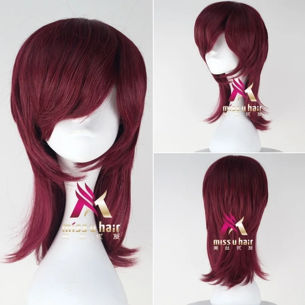 

Anime wig cosplay women's garment short synthetic red hair Halloween party harukanaru toki no naka de maihitoyo wig + wig cap