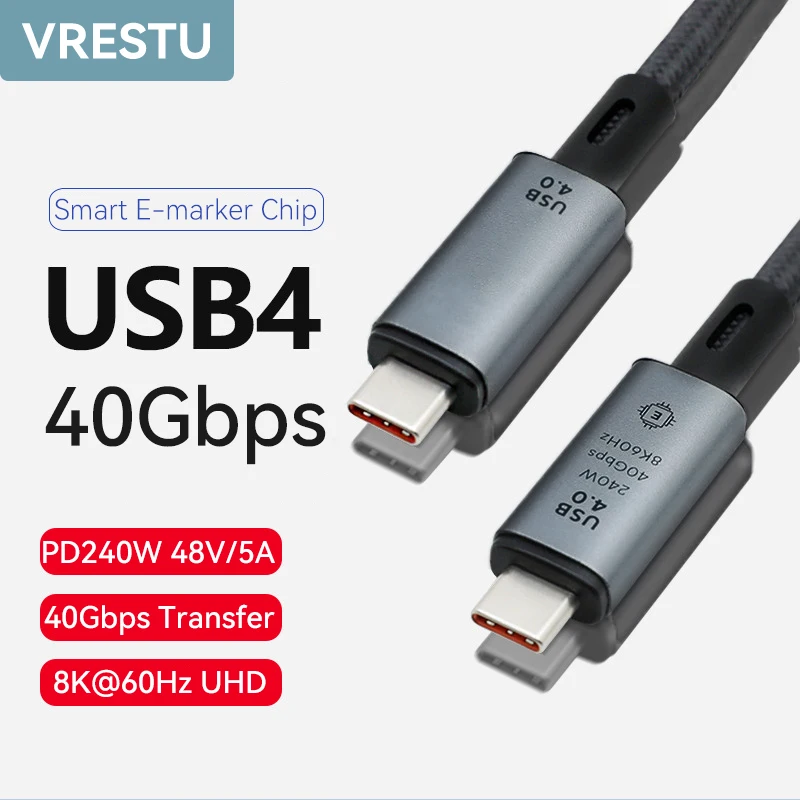 

USB C Cable 240W USB 3.0 4.0 40Gbps 8K@60Hz Fast Charging PD Cable for MacBook Air iPad Pro TB4 S22 USBC Type C Charge Data Line