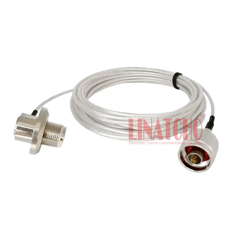5 Meters White RG316 50Ohm Low Loss N Male to UHF SO239 Coaxial Cable for Mobile Radio Antenna Connection