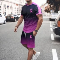 2022 summer solid sport suit short sleeve t shirt and shorts casual fashion man clothing mens tracksuit 2 piece set oversized