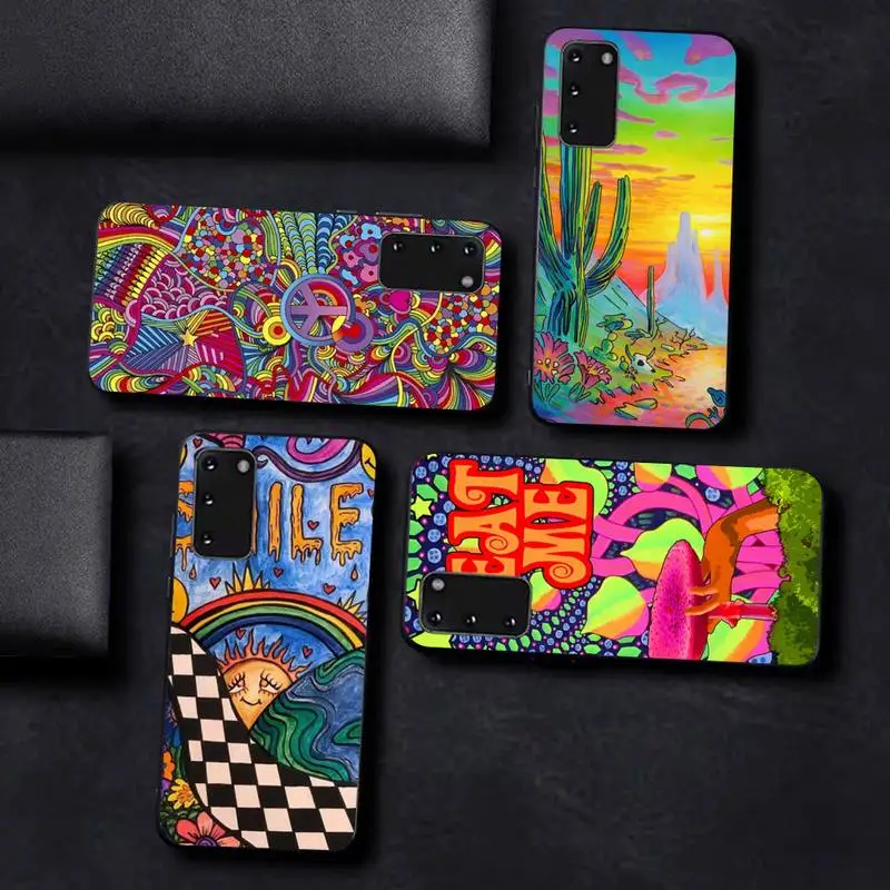

Colourful Psychedelic Trippy Art Phone Case for Samsung S20 lite S21 S10 S9 plus for Redmi Note8 9pro for Huawei Y6 cover