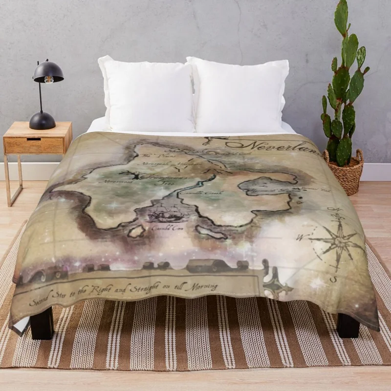 

Classic Neverland Map Blanket Flannel Decoration Lightweight Throw Thick blankets for Bed Home Cou Travel Cinema
