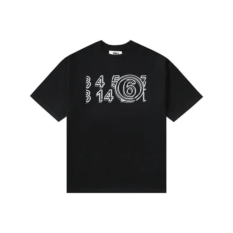 

Margiela Summer New T-shirt MM6 Spiral Heavy Shadow Letter Print Loose Short Sleeve Men And Women Couple Unisex Tops Oversized