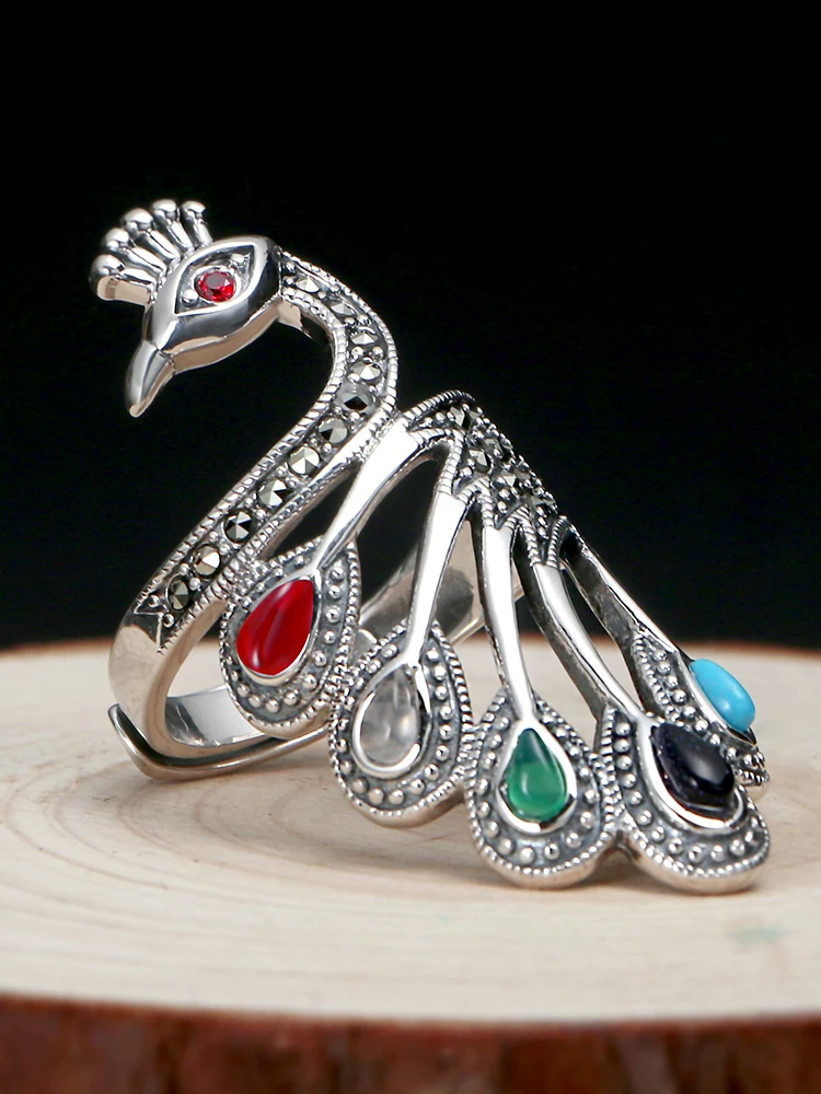 Кольцо с павлином женское кольцо из стерлингового серебра 925 пробы ретро