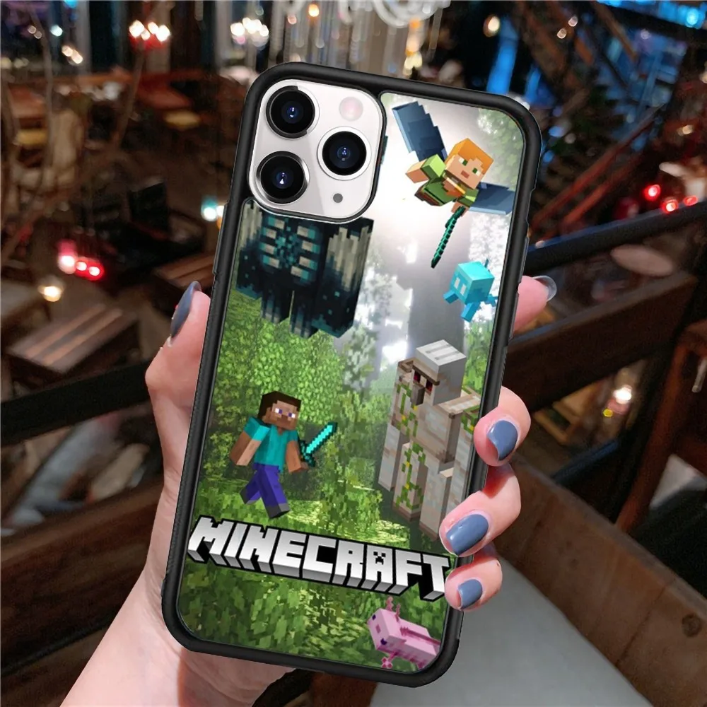 Ss-Minnecrafft-cc Phone Case Silicone PC+TPU Case For iPhone 14 11 12 13 Pro Max 8 7 6 Plus X XR Hard Fundas