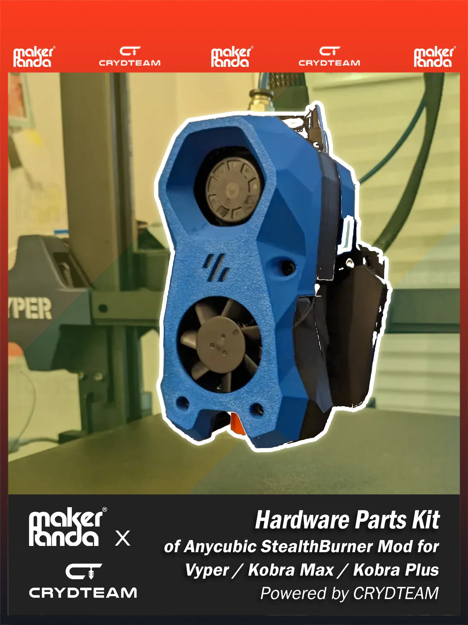 makerPanda стильная горелка, набор оборудования для модели Anycubic Vyper, Строительные Компоненты, работающие от CRYDTEAM