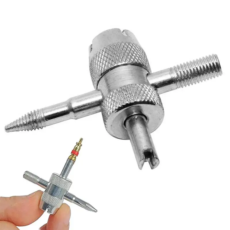 

Tire Valve Stem Tool Wear-Resistant Tire Valve Core Removal Tool 4-in-1 Multifunctional High Carbon Steel Valve Wrench For