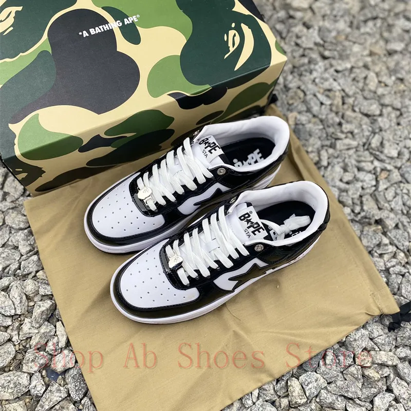 A BATHING APE Fashion Black And White Sneakers Sta Men Women Skateboarding Shoes Air Running Shoes for Mens Sneakers Size 36-45