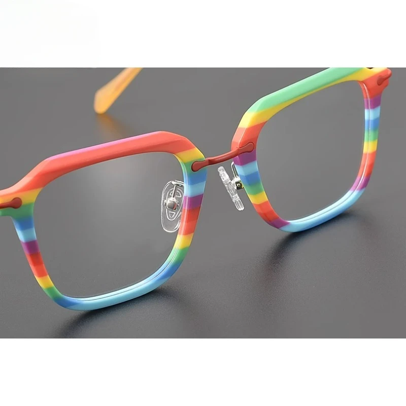 Модные квадратные очки из ацетата и титана с цветными блоками дизайн оправы для