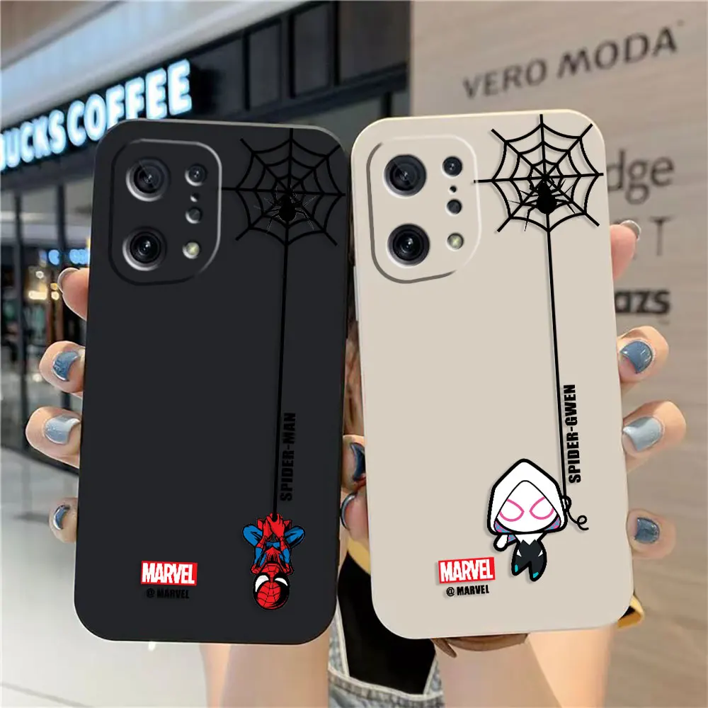 

Case For OPPO FIND X6 X3 REALME X7 X50 RENO 2 4Z 4 6 Lite 5Z 5F 4G 5G PRO Liquid Silicone Case Marvel Spider-Man Spider Web