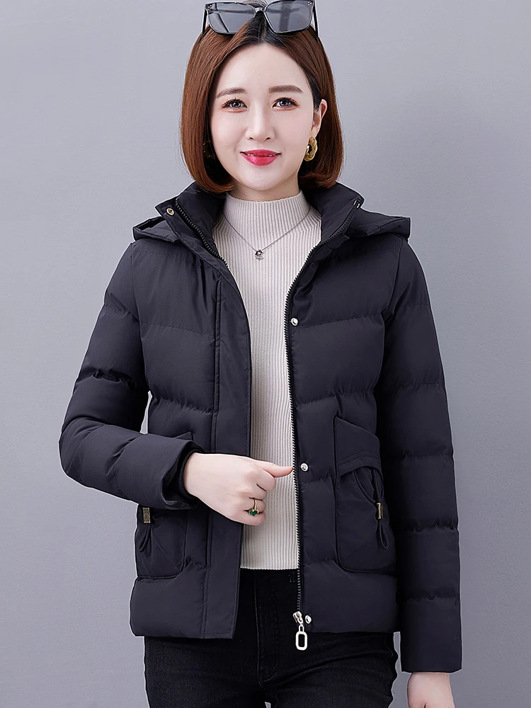 Women's Lightweight Small Cotton-padded Clothes Women Winter 2023 New Middle-Aged Mom Western Sle Short Hooded down Jacket ...