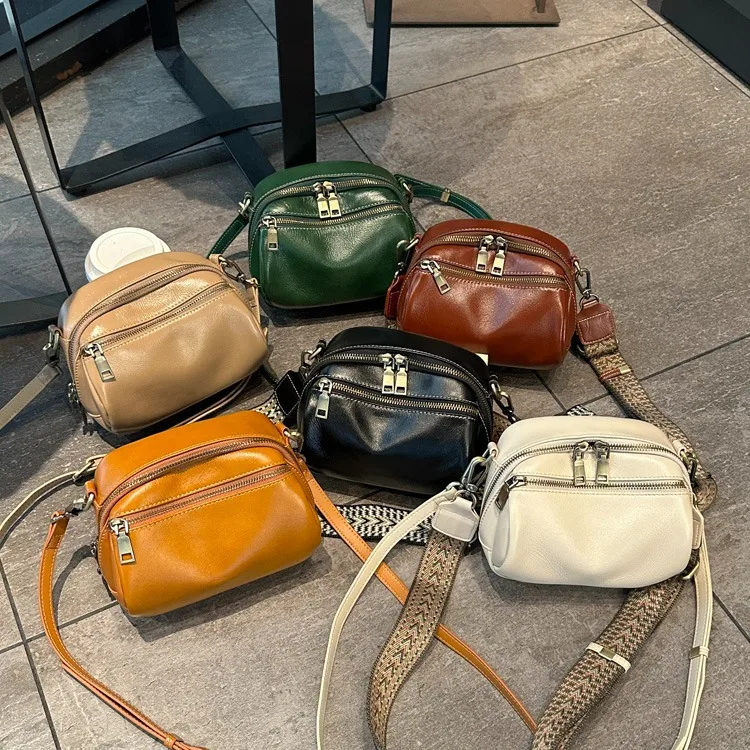 Vegetable Tanned Cowhide Small Handbag 2023 New Popular and Versatile Genuine Leather Women's Bag Ladies Shoulder Crossbody Bag