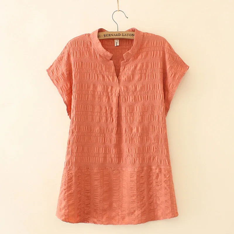 

Ladies' Spring/Summer 2022 Slimming Fat MM Loose V-neck Sleeveless Stretch Bubble Crepe Shirt