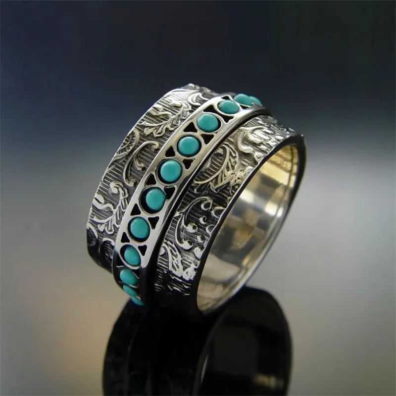 

Classical Embossed Pattern Wide Face Men's Ring Fashion Temperament Casual Party Full Matching Jewelry Ladies Ring