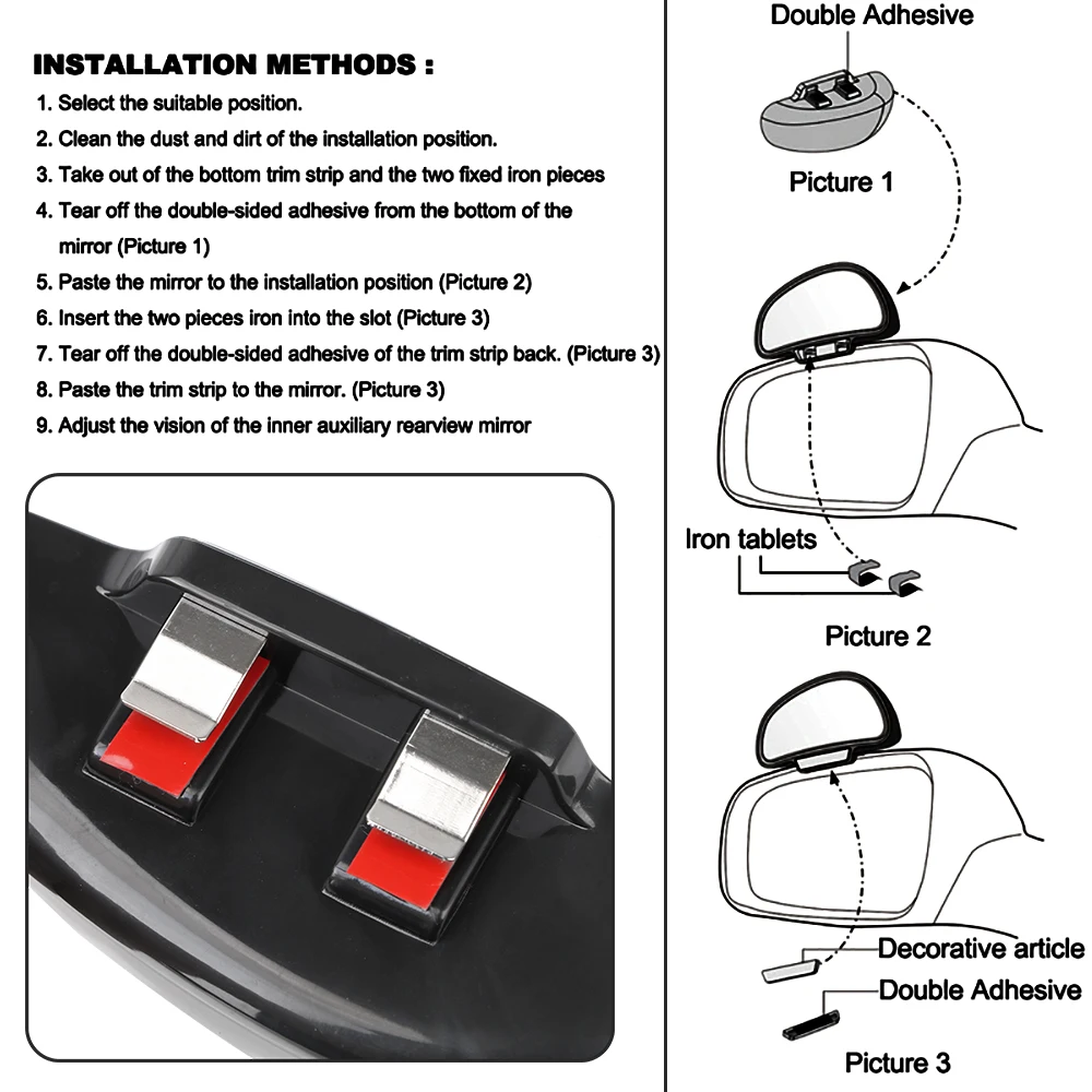 Автомобильное Зеркало Для Слепых Зон Вспомогательное Широкоугольное Заднего