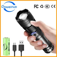super bright high power led flashlight usb rechargeable most powerful flash light 18650 waterproof torch 5modes camping lantern
