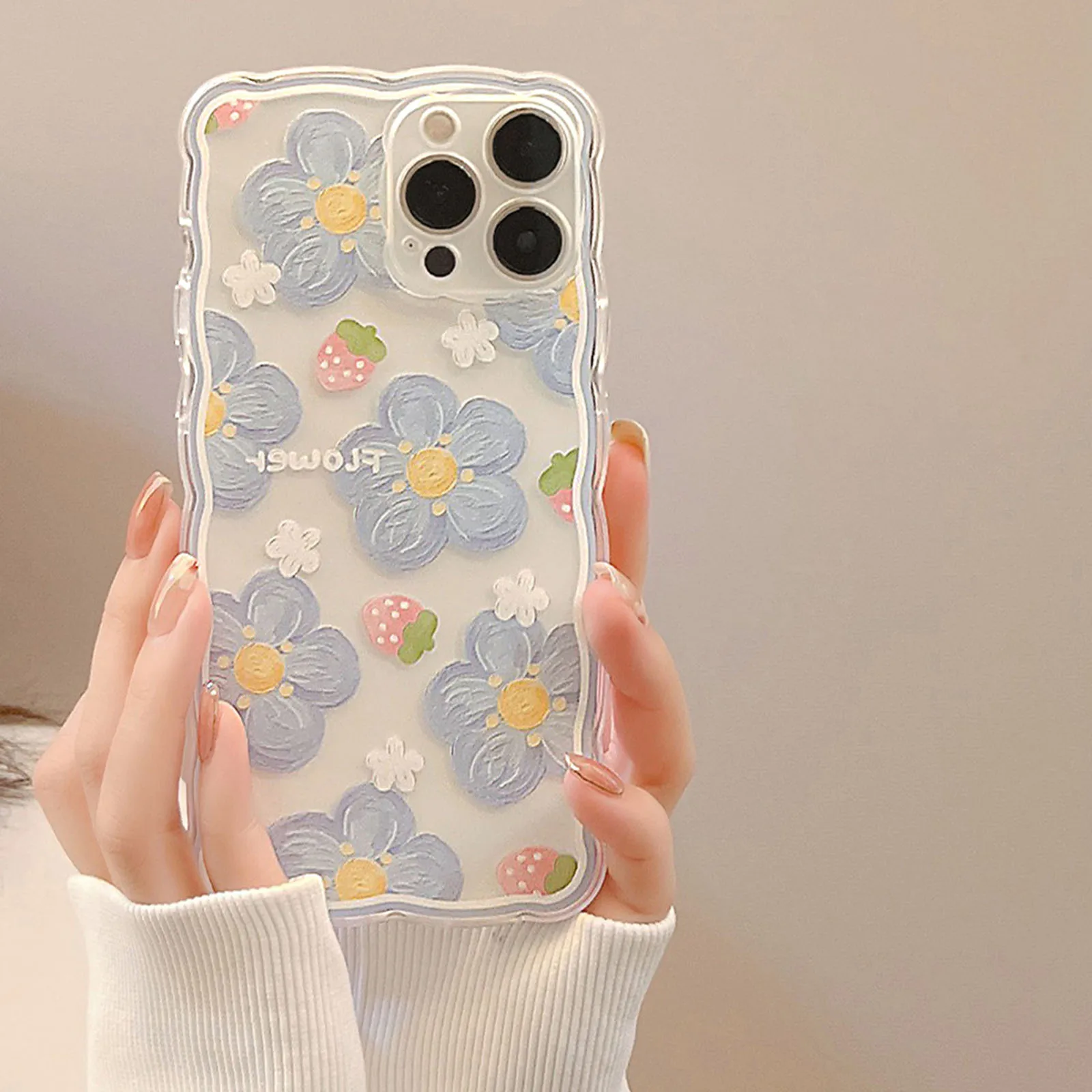 

Flower Clear Phone Case for iPhone 14 Pro Max Plus 5G Soft TPU Smartphone Case Shockproof Phone Case Support Wireless Charging