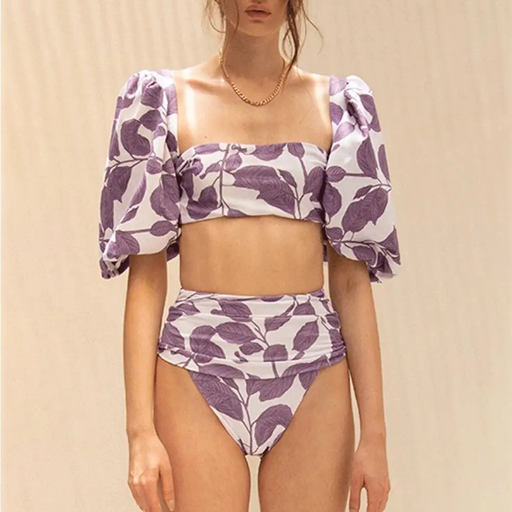 

Винтажный купальный костюм, сексуальное бикини с принтом, роскошный комплект из двух предметов, женский купальник с высокой талией, Пляжное...