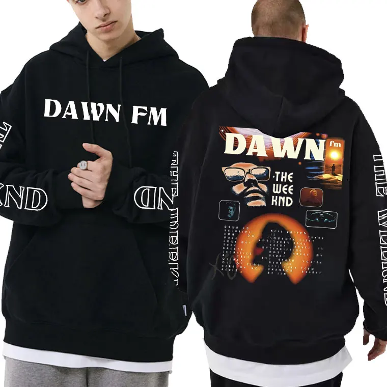 

The Weeknd Dawn FM Vintage Essential Printed Hoodie Man Vintage Hoodies Men Women Hip Hop Loose Streetwear Mens Harajuku Clothes