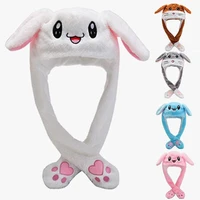2022 new rabbit womens hat beanie plush can moving bunny ears hat with shine earflaps movable ears hat for womenchildgirls