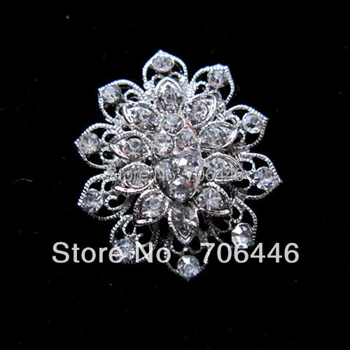 

Top Quality Silver Plated Clear Rhinestone Crystal Heart Flower Brooch Pin Jewelry