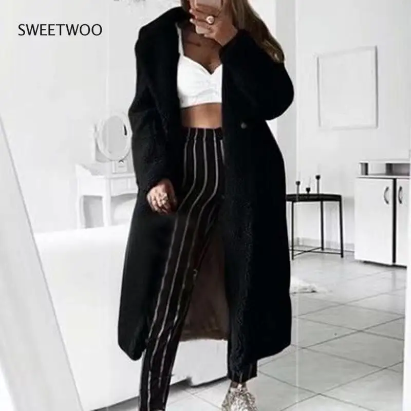 Women Autumn Winter Faux Fur Jackets Fashion Soft Plush Thick Women Jacket Coat Casual Loose Solid Color Long Teddy Coat Mujer