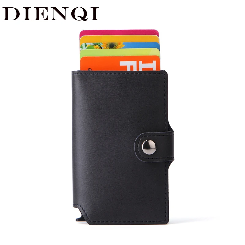 

Anti Rfid Genuine Leather Card Holder Men Wallet Money Bag Male Black Purse 2022 Small Leather Metal Slim Mini Man Women Wallet