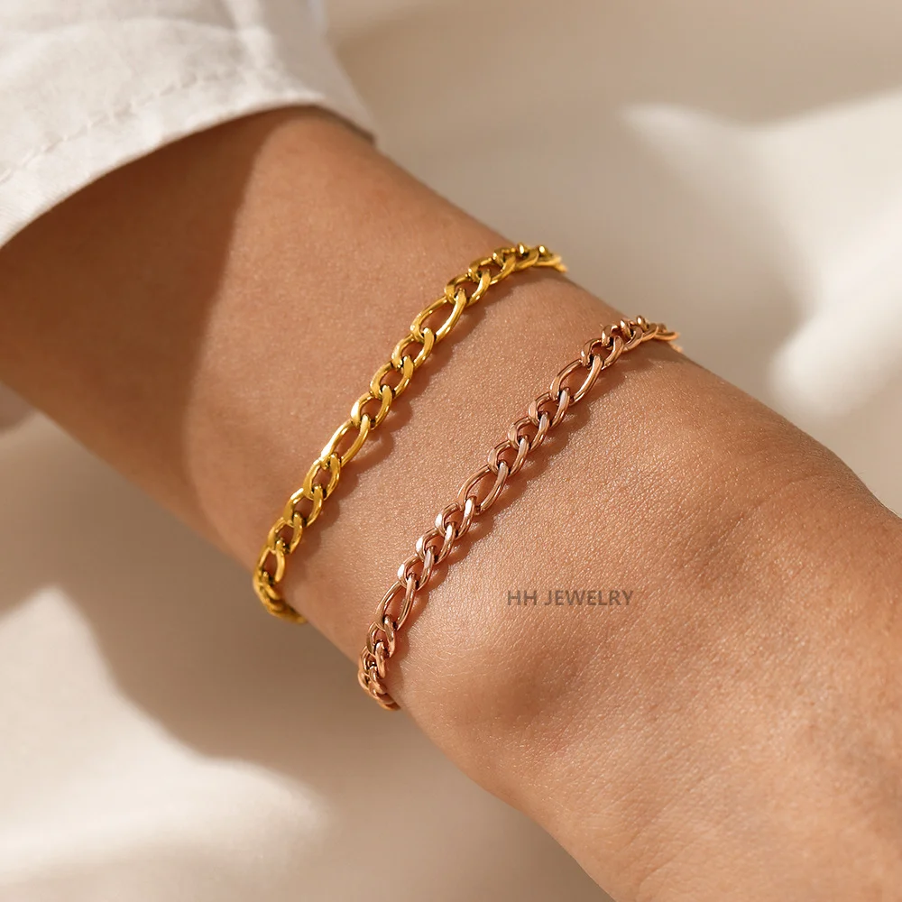 

Female Figaro Link Chain Stainless Steel Bracelet 18K Gold Charm Bracelets Chain Bracelets for Women Man Jewelry Gifts