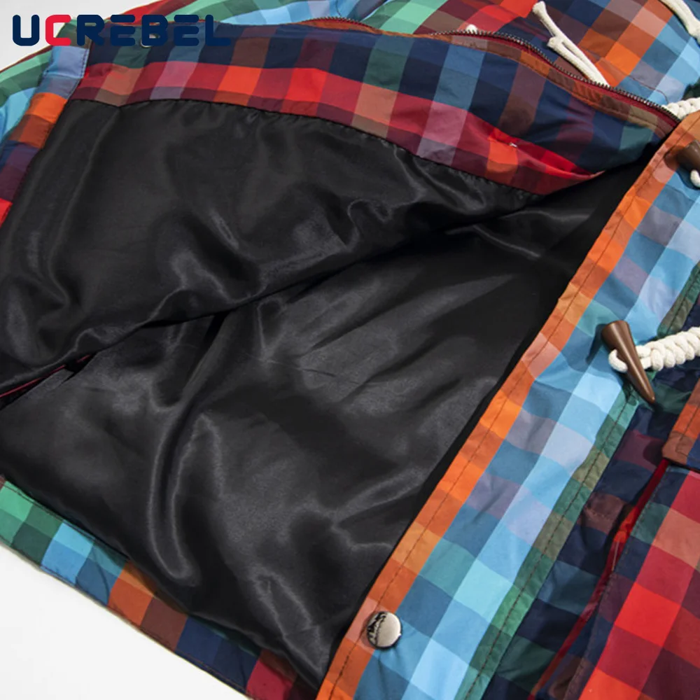 Радужная клетчатая стеганая куртка мужская с украшением на пуговицах High Street