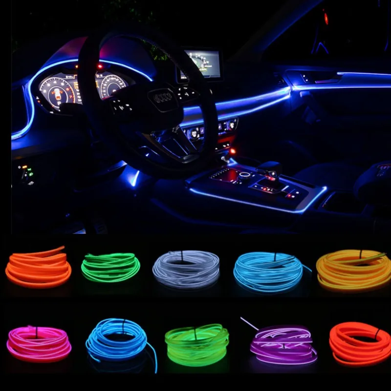 

1M/2M/3M/5M Car Interior Led Decorative Lamp EL Wiring Neon Strip for Auto DIY Flexible Ambient Light USB Party Atmosphere Diode