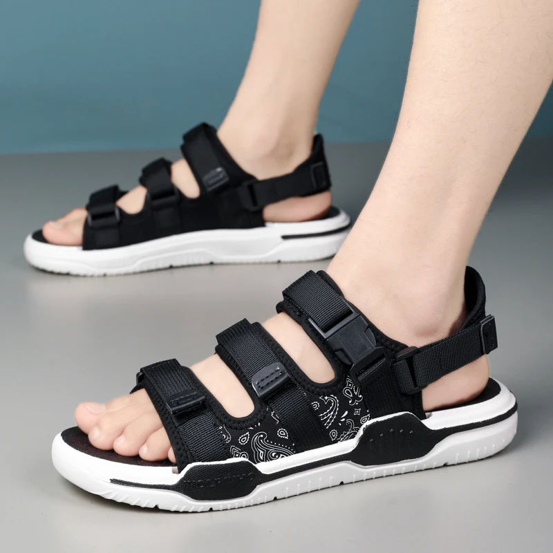 

Сандалии мужские на плоской подошве, повседневные Модные уличные Нескользящие Удобные однотонные туфли, мягкая подошва, лето 2023