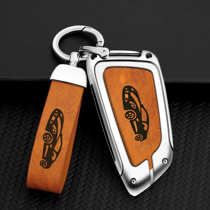 

Alloy+Leather Car Key Case Cover Shell For BMW X1 X2 X3 X4 X5 X6 X7 G02 G20 G30 F01 F02 F15 F16 1 3 5 7 Series Protected Shell