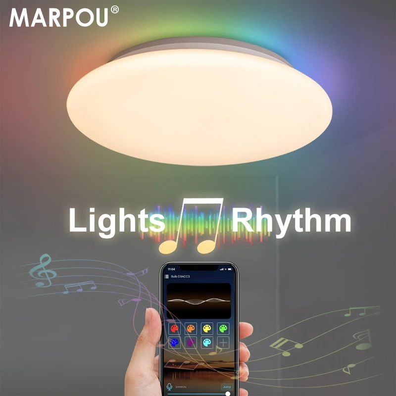 $39.59 MARPOU Smart Led Ceiling Lamp With Alexa/Google Wifi RGB Decorative luminaires Music Ceiling Lights For Dinning room,Living room