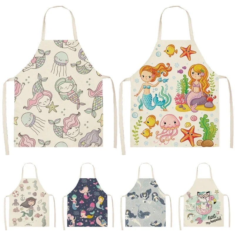 2022 фартуки без рукавов Kawaii для девочек кухонные женские льняные домашний
