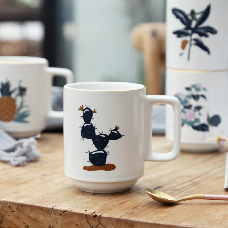 

Breakfast Coffe Cup Kawaii Cups Tea Mug Coffee Mugs Ceramic Cute Cofee Travel Drinkware Kitchen Dining Bar Home Garden