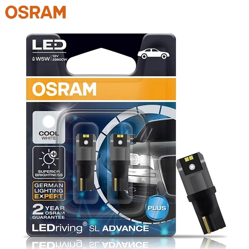 

OSRAM T10 LED Bulbs W5W 194 Led Сигнальные лампы 6000K Белый светодиод поворот внутреннего чтения световые лампочки 2980CW 12V Государственное продвижение