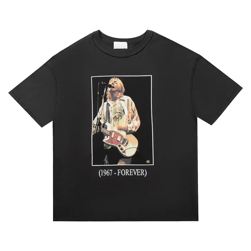 

Fashion New Wear Brand Streetwear inside-out Hip Hop Oversized Vintage Retro Loose Kurt Cobain men t shirt TEE