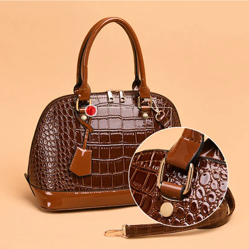 Stone Pattern PU Leather Shoulder Bag Fashion Designer Handbags Top Handle Shell Bag For Women Ladies Shopping Crossbody Bags