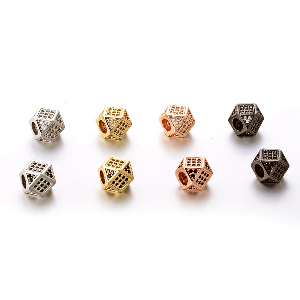 

5Pc/Bag Women Bracelet DIY Connector Accessories CZ Beads Micro Pave Cubic Zircon Brass Spacer Bead Charms for Jewelry Making