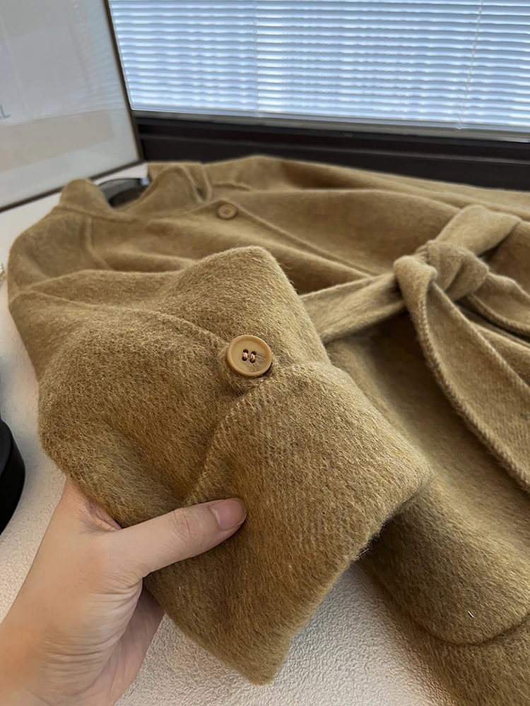 Простая пригородная одежда с темпераментом. Осенне-зимнее флисовое прямое