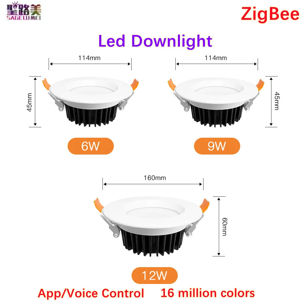 

Светодиодный светильник ZigBee3.0 RGB + CCT, 6 Вт/9 Вт/12 Вт, светодиодная лампа с регулировкой яркости IP44, умный дом, совместимый с приложением Tuya, Ради...